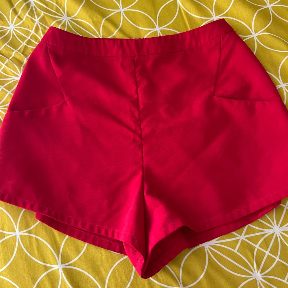 Red women shorts.